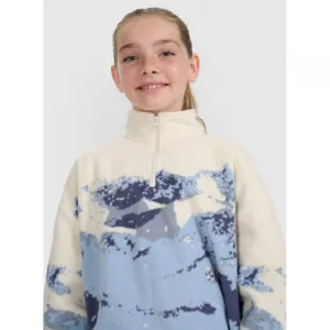 Dievčenská lyžiarska flisová mikina 4F JUNIOR FLEECE F343-4FJWAW25TFLEF343-90A-MULTICOLOUR ALLOVER