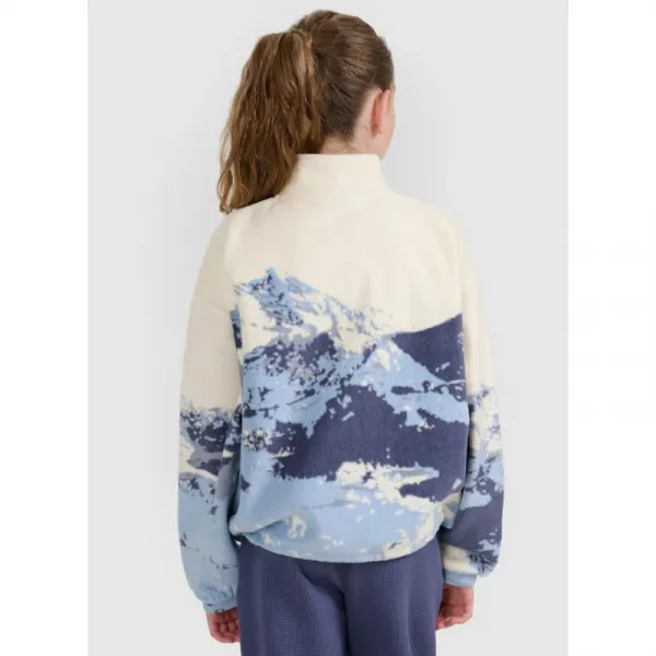 Dievčenská lyžiarska flisová mikina 4F JUNIOR FLEECE F343-4FJWAW25TFLEF343-90A-MULTICOLOUR ALLOVER