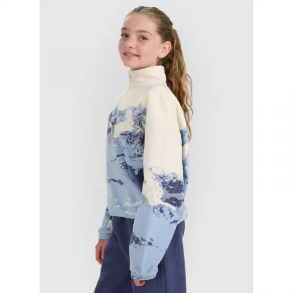Dievčenská lyžiarska flisová mikina 4F JUNIOR FLEECE F343-4FJWAW25TFLEF343-90A-MULTICOLOUR ALLOVER