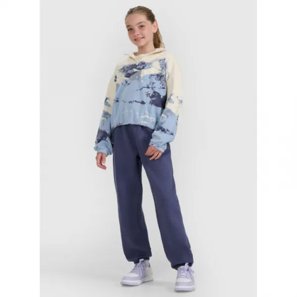 Dievčenská lyžiarska flisová mikina 4F JUNIOR FLEECE F343-4FJWAW25TFLEF343-90A-MULTICOLOUR ALLOVER