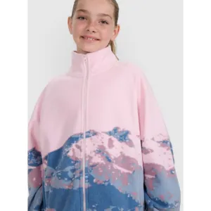 Dievčenská flisová mikina so zipsom 4F JUNIOR FLEECE F344-4FJWAW25TFLEF344-91A-MULTICOLOUR 1 ALLOVER