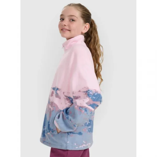 Dievčenská flisová mikina so zipsom 4F JUNIOR FLEECE F344-4FJWAW25TFLEF344-91A-MULTICOLOUR 1 ALLOVER