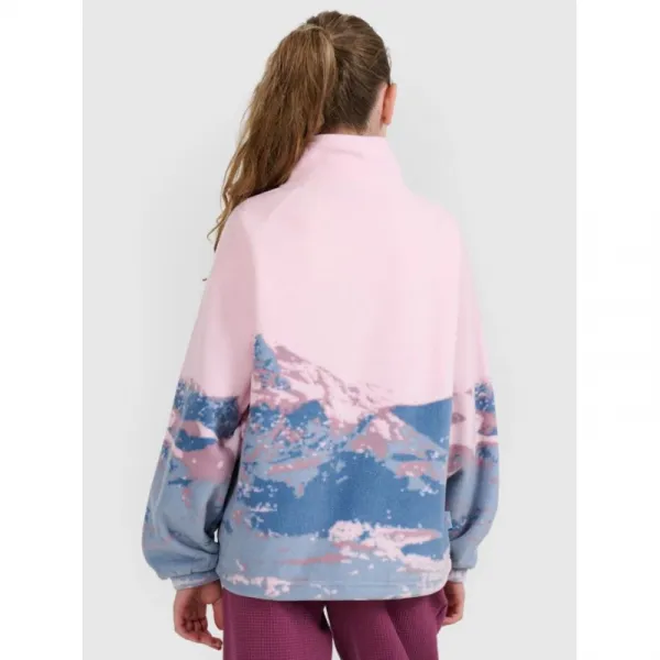 Dievčenská flisová mikina so zipsom 4F JUNIOR FLEECE F344-4FJWAW25TFLEF344-91A-MULTICOLOUR 1 ALLOVER