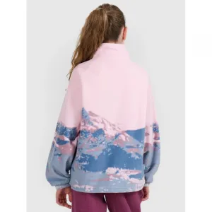 Dievčenská flisová mikina so zipsom 4F JUNIOR FLEECE F344-4FJWAW25TFLEF344-91A-MULTICOLOUR 1 ALLOVER