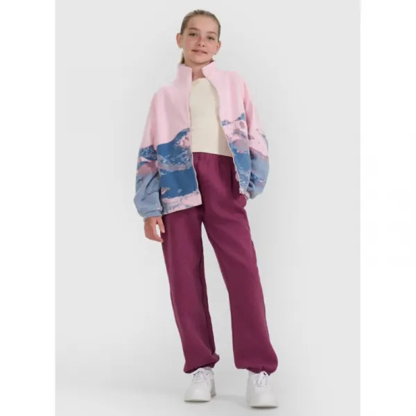 Dievčenská flisová mikina so zipsom 4F JUNIOR FLEECE F344-4FJWAW25TFLEF344-91A-MULTICOLOUR 1 ALLOVER
