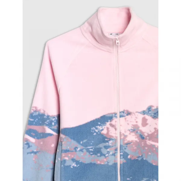 Dievčenská flisová mikina so zipsom 4F JUNIOR FLEECE F344-4FJWAW25TFLEF344-91A-MULTICOLOUR 1 ALLOVER