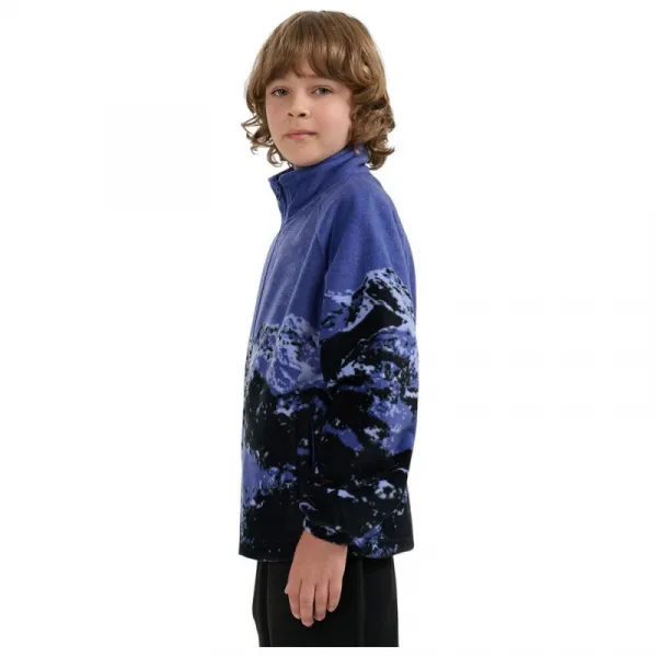 Chlapčenská flisová mikina so zipsom 4F JUNIOR FLEECE M349-4FJWAW25TFLEM349-91A-MULTICOLOUR 1 ALLOVER