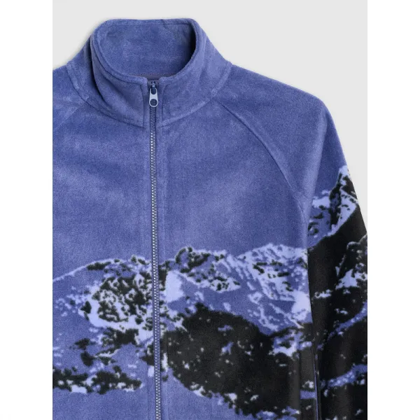 Chlapčenská flisová mikina so zipsom 4F JUNIOR FLEECE M349-4FJWAW25TFLEM349-91A-MULTICOLOUR 1 ALLOVER