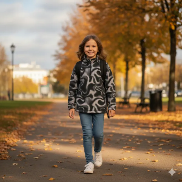 Dievčenská lyžiarska flisová mikina 4F JUNIOR FLEECE UNDERWEAR F061-4FJWAW25UFLEF061-93A-MULTICOLOUR 3 ALLOVER