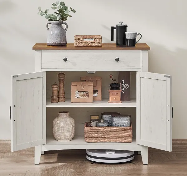 SONGMICS Kuchynská skrinka Vasagle Pigo 80 cm biela/hnedá