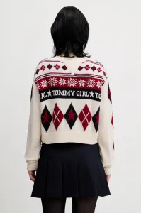 Vlnený sveter Tommy Jeans béžová farba, DW0DW22498