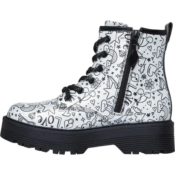 Skechers GRAVLEN HI - DOODLE DOWN Dievčenská zimná obuv, biela, veľkosť