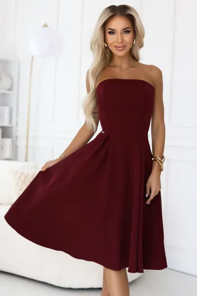 Numoco Korzetová midi sukienka Vivienne – elegantná a ženská 641-2 Farba: Bežová, Veľkosť: S
