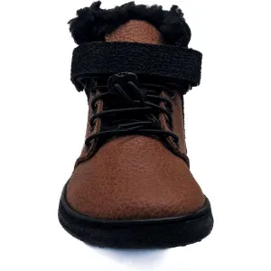 PEGRES BF 40 0.1 Detská zimná barefoot obuv, hnedá, veľkosť