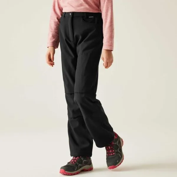 REGATTA OUTDOORS SOFTSHELL TROUSERS JR Detské nohavice, čierna, veľkosť 7-8Y