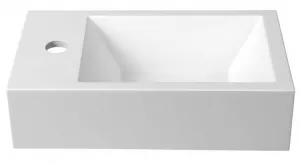 SAPHO - AMAROK liaty mramor umývadlo 40x22cm, biele, batéria vľavo AR400