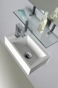 SAPHO - AMAROK liaty mramor umývadlo 40x22cm, biele, batéria vľavo AR400
