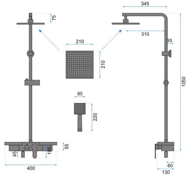 REA REA - Sprchový set s batériou 150mm Bravo čierna REA-P0636