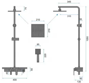REA REA - Sprchový set s batériou 150mm Bravo čierna REA-P0636