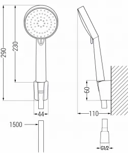 MEXEN/S - Pecos R75 vaňová batéria so sprchou set, čierna 7273R75-70