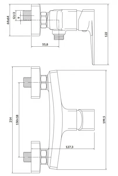 CERSANIT - Sprchová batéria LARGA zlatá MAT S951-384