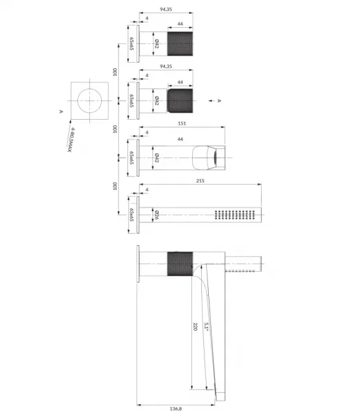 OMNIRES - CONTOUR vaňová batéria 4-otvorová chróm /CR/ CT8032CR