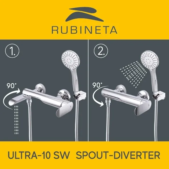 Rubineta - Vaňová batéria ULTRA-10/K s príslušenstvom, chróm OLBAU10K