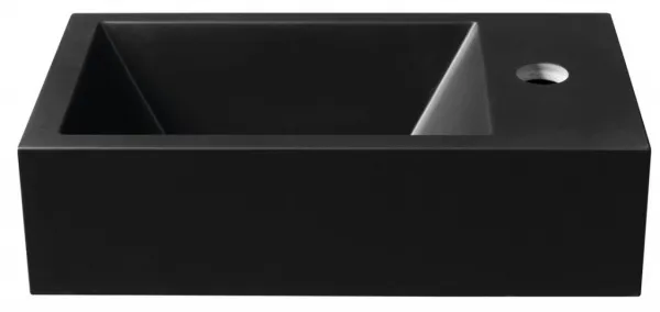 SAPHO - AMAROK liaty mramor umývadlo 40x22cm, čierna mat, batéria vpravo AR500B