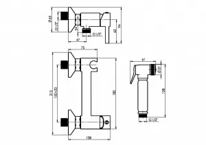 Rubineta - Batéria s bidetovou sprškou ULTRA-30 (ONYX NEW) OLBAU30ONNEW