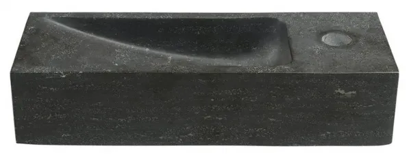 SAPHO - BLOK kamenné umývadlo 38x14cm, batéria vpravo, čierny Antracit 2401-31