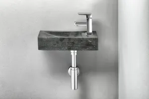 SAPHO - BLOK kamenné umývadlo 38x14cm, batéria vpravo, čierny Antracit 2401-31
