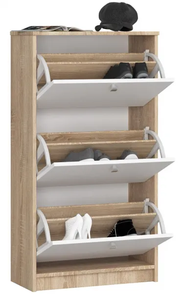 Ak furniture Botník Marienne 60 cm - 3 dvierka dub sonoma/biely