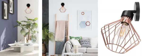 TooLight Nástenná lampa Eira ružovo zlatá/čierna