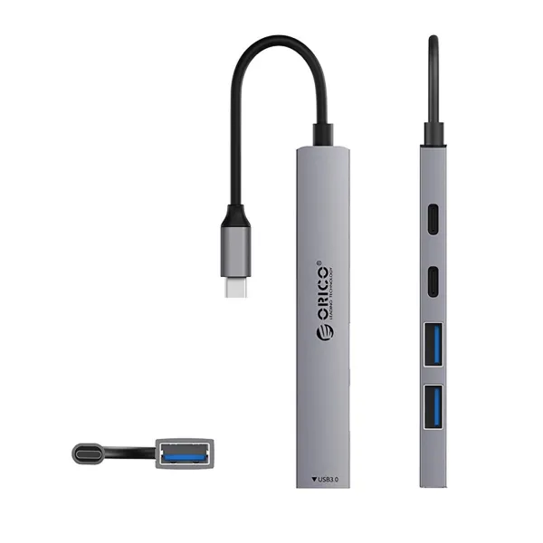 Orico YSB4-U2 HUB adaptér USB / USB-C - 2x USB2.0 / USB 3.0 / USB-C 2.0 / 1x USB-C, šedý