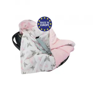 Bomimi Deka do autosedačky VELVET MOTÝLE, RŮŽOVÁ