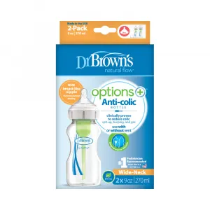 Dojčenská Antikoliková fľaša Options+ Wide-Neck 270ml 2 ks (WB92600)