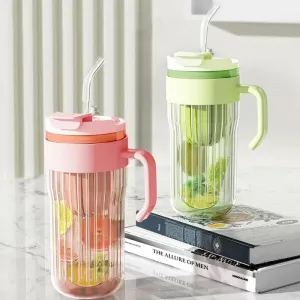 Livefy pohár so slamkou Ribbed 550ml, ružový