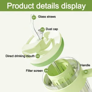 Livefy pohár so slamkou Ribbed 550ml, ružový