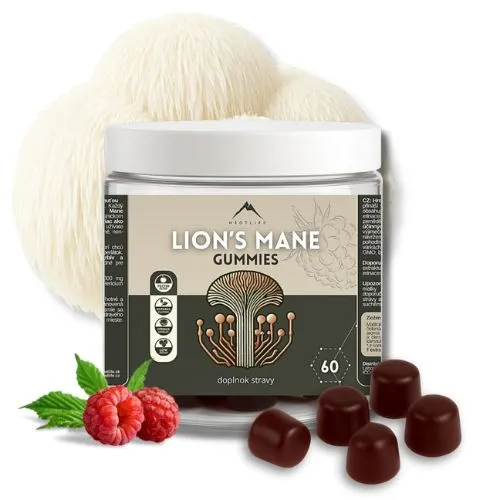 Gumové cukríky s výťažkom z Lion´s mane s malinovou príchuťou Hrotlife 60pcs.