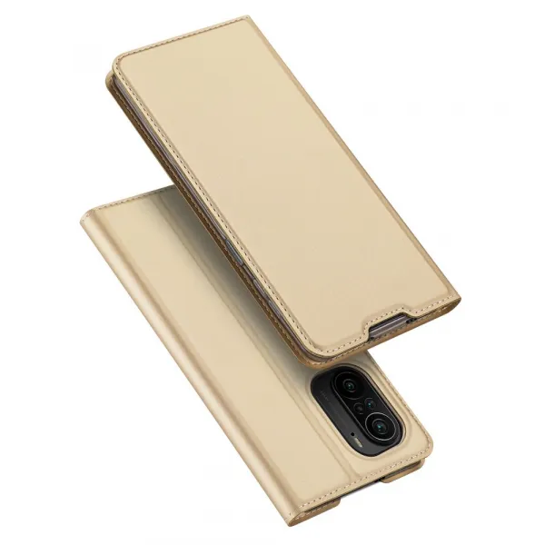 DUX DUCIS Skin Pro knižkové kožené puzdro na Xiaomi Redmi K40 / Poco F3, zlaté