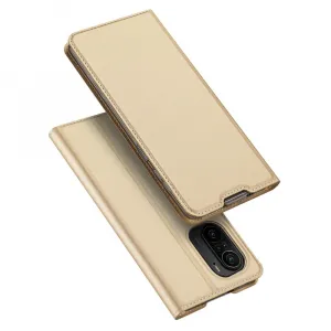 DUX DUCIS Skin Pro knižkové kožené puzdro na Xiaomi Redmi K40 / Poco F3, zlaté