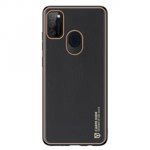 DUX DUCIS Yolo kožený kryt na Samsung Galaxy M30s, čierny