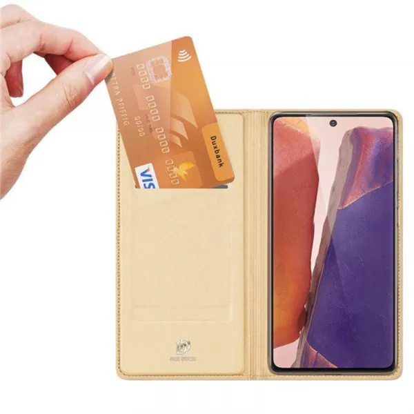 DUX DUCIS Skin X knižkové kožené puzdro na Samsung Galaxy Note 20, modré