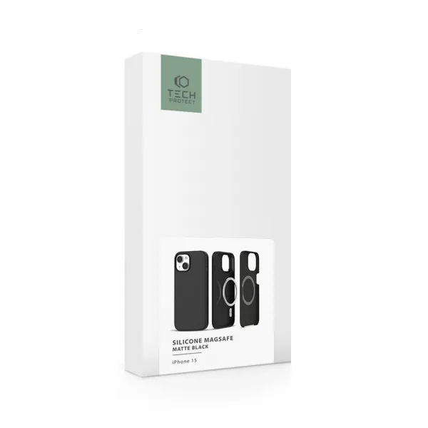 Tech-Protect Silicone MagSafe kryt na iPhone 15, čierny