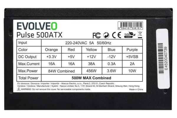 EVOLVEO zdroj 500W ATX, tichý, bulk