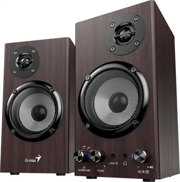 Genius reproduktory SP-HF520BT, 20W, hnědý, dřevěné, AUX/Bluetooth 5.3