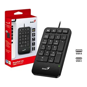 GENIUS Numerická klávesnice NumPad 125, Drátová USB-C, černá