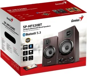 Genius reproduktory SP-HF520BT, 20W, hnědý, dřevěné, AUX/Bluetooth 5.3
