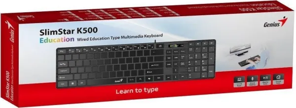 GENIUS Klávesnice Slimstar K500 Education, Bez písmen, Drátová USB, černá