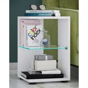 Príručný stolík Elani š: 30 cm, biely